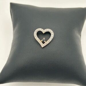 Gold Tone Sterling Silver Rhinestone Heart-Shaped